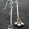 Sterling Silver Earrings with Long Dangly Post and Cluster of Beads