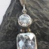 Sterling Silver Drop Pendant with Two Faceted White Topaz Gemstones