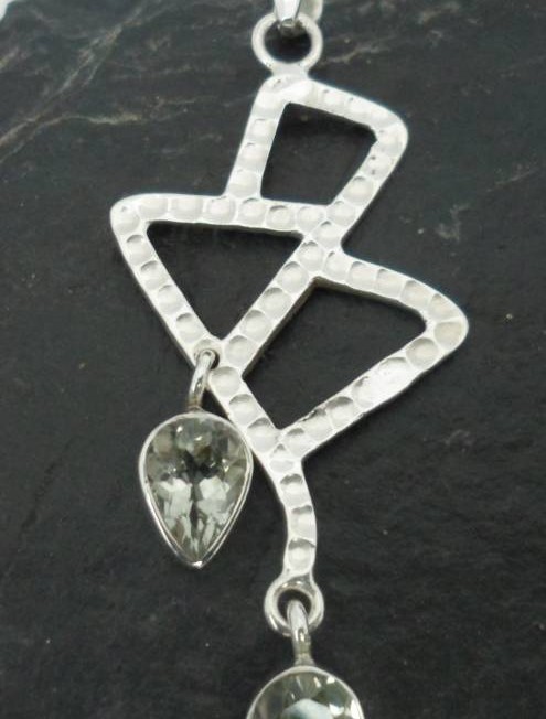Sterling Silver Double Tear-drop Prasiolite Pendant