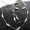 Dangly Hammered Sterling Silver Rectangular Bead Earrings and Necklace Set