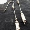 Dangly Hammered Sterling Silver Rectangular Bead Earrings