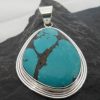 Sterling Silver Large Turquoise Gemstone Pendant Designed and Made in India, $56.00