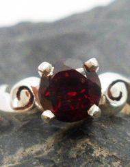 Sterling Silver Designer Garnet Ring with Beautiful Patterned Band