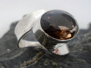 Sterling Silver Smoky Quartz Ring sz 6.75