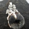 Large Sterling Silver Round Crystal Angel Pendant