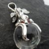 Large Sterling Silver Round Crystal Angel Pendant