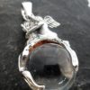 Large Sterling Silver Round Crystal Angel Pendant