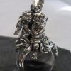 Large Sterling Silver Round Crystal Ball Angel Pendant
