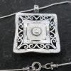 Large Filigree Sterling Silver Square Garnet Necklace