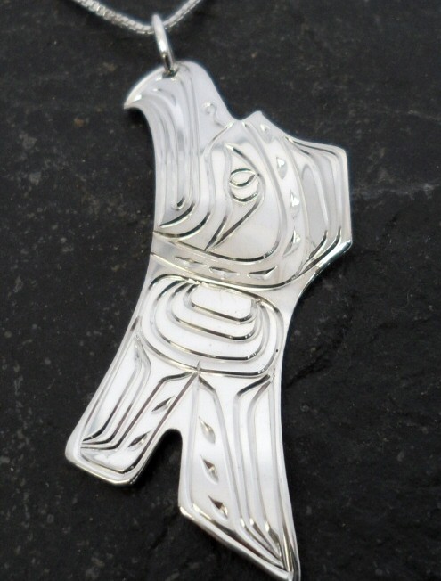 Vincent Henson Sterling Silver Native Raven Necklace