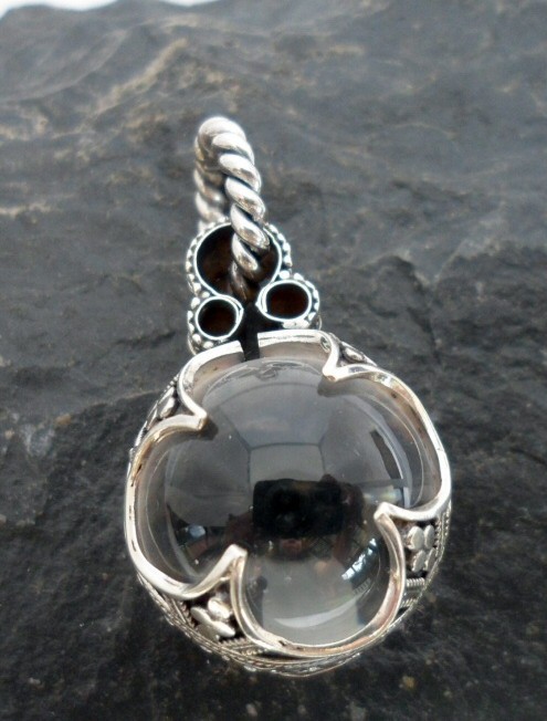 Sterling Silver Clear Rock Crystal Ball Pendant