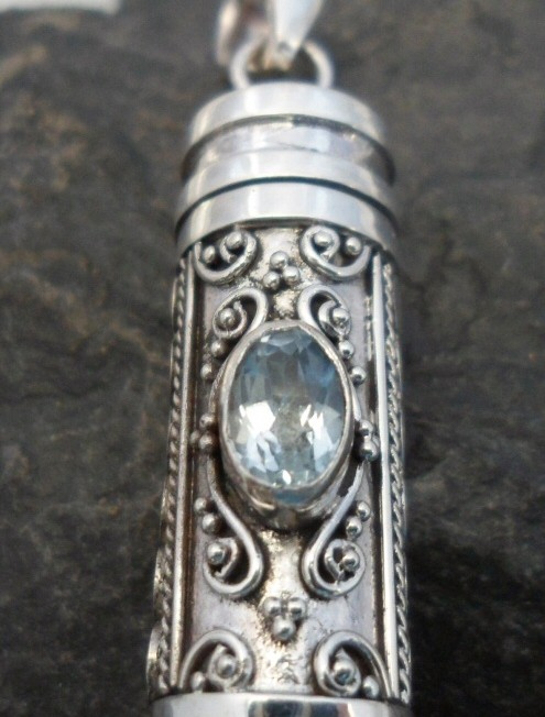 Sterling Silver Blue Topaz Cremation Pendant