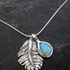 Sterling Silver Opal Feather Necklace