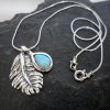 Sterling Silver Opal Feather Necklace