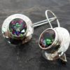 Hammered Sterling Silver Round Mystic Topaz Earrings