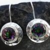Hammered Sterling Silver Round Mystic Topaz Earrings