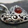 Filigree Sterling Silver Amber Heart Pendant