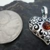 Filigree Sterling Silver Amber Heart Pendant