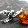 Sterling Silver Angel with Trumpet Amber Charm Pendant