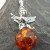 Sterling Silver Angel with Trumpet Amber Charm Pendant
