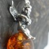 Sterling Silver Angel with Trumpet Amber Charm Pendant