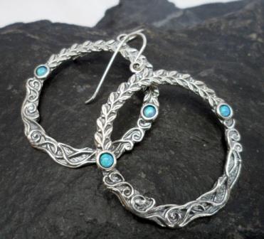 Sterling Silver Opal Embellished Wreath Earrings