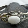 Sterling Silver White Agate Cuff Bracelet