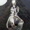 Large Sterling Silver Round Crystal Quartz Fairy/ Angel Pendant