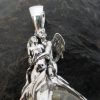 Large Sterling Silver Round Crystal Quartz Fairy Pendant