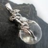 Large Sterling Silver Round Crystal Quartz Fairy Pendant
