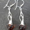 Sterling Silver Long Drop Amber Earrings