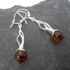 Sterling Silver Long Drop Amber Earrings