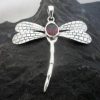 Sterling Silver Garnet Dragonfly Pendant