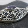 Ornate Sterling Silver Marquis Shaped Amethyst Pendant