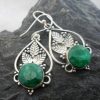 Sterling Silver Emerald Leaf Earrings