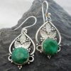 Sterling Silver Emerald Leaf Earrings