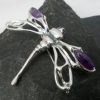 Large Sterling Silver Amethyst Dragonfly Brooch-Pendant