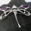 Large Sterling Silver Amethyst Dragonfly BroochPendant