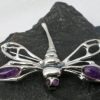 Large Sterling Silver Amethyst Dragonfly Brooch-Pendant