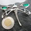 Large Sterling Silver Lab Created Emerald Dragonfly Brooch-Pendant