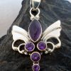 Sterling Silver Amethyst Guardian Angel Wings Pendant