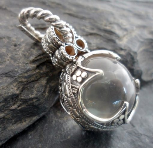 Sterling Silver Clear Rock Crystal Ball Pendant