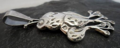 Large Character Sterling Silver Frog Pendant