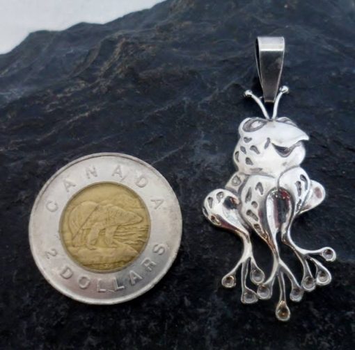 Large Character Sterling Silver Frog Pendant