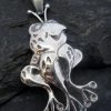 Large Character Sterling Silver Frog Pendant