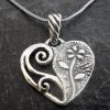 Sterling Silver Flower Heart Necklace