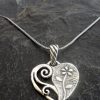 Sterling Silver Flower Heart Necklace