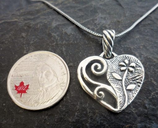 Sterling Silver Flower Heart Necklace