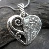 Sterling Silver Flower Heart Necklace