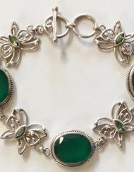 Sterling Silver Green Onyx and Peridot Butterfly Bracelet